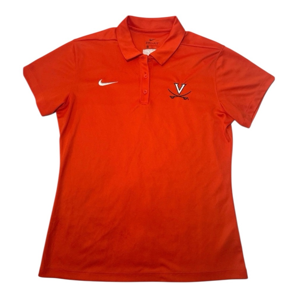 Nike Dri-FIT UVA Cavaliers Polo Shirt Women Medium Orange Athletic Golf